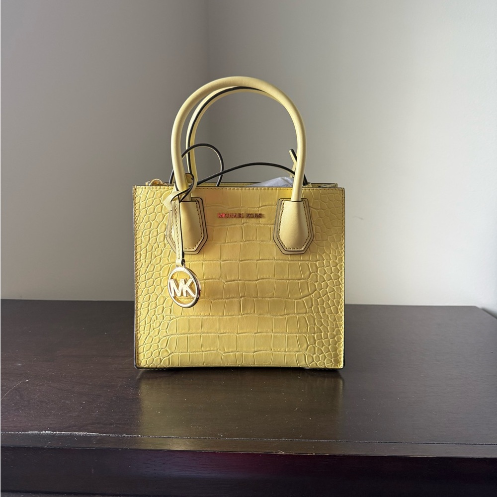 Michael Kors Yellow Croc-Embossed Satchel